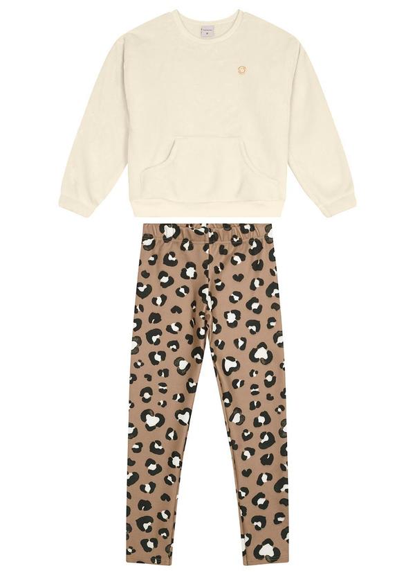 Carinhoso - Conjunto Corações com Pelúcia Menina Bege