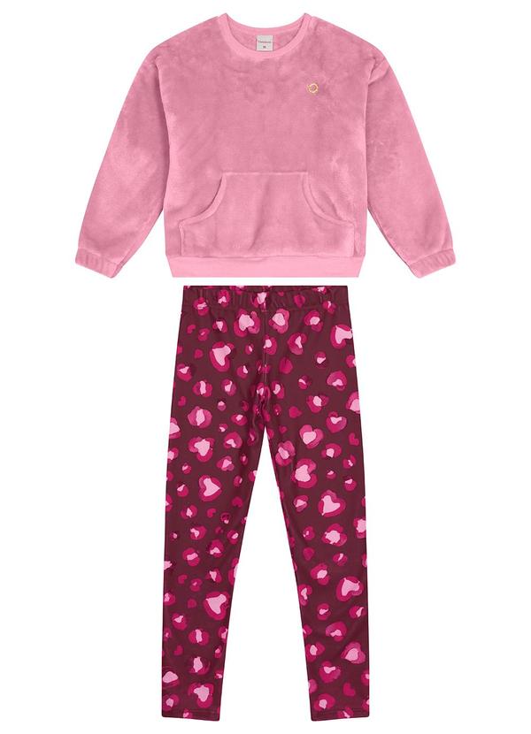 Carinhoso - Conjunto Corações com Pelúcia Menina Rosa