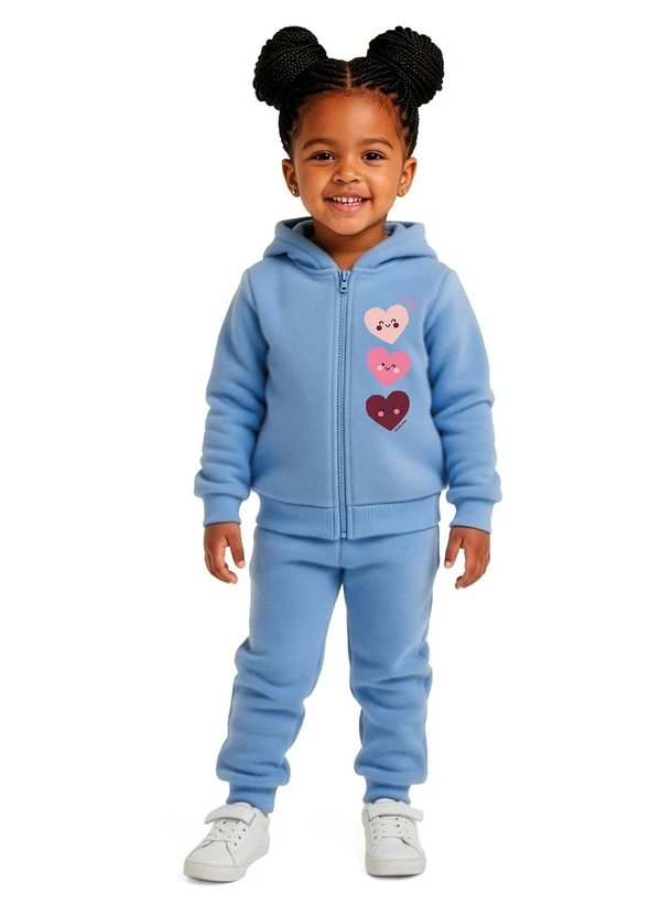 Malwee Kids - Conjunto Corações em Moletom Azul