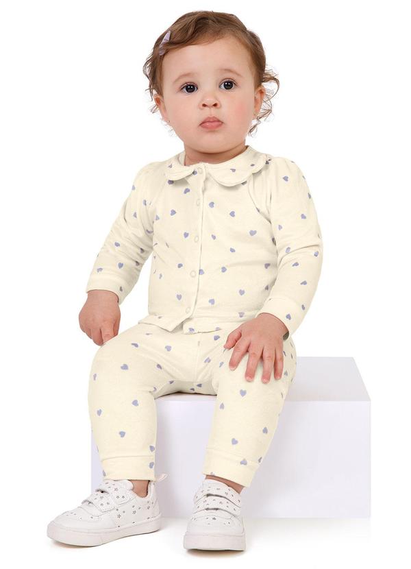 Malwee Kids - Conjunto Corações Saruel Menina Bege