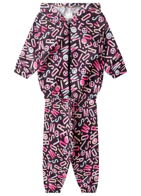 Rovi Kids - Conjunto Corta Vento Infantil com Capuz Preto