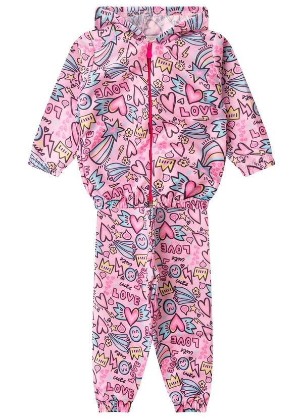 Rovi Kids - Conjunto Corta Vento Infantil com Capuz Rosa