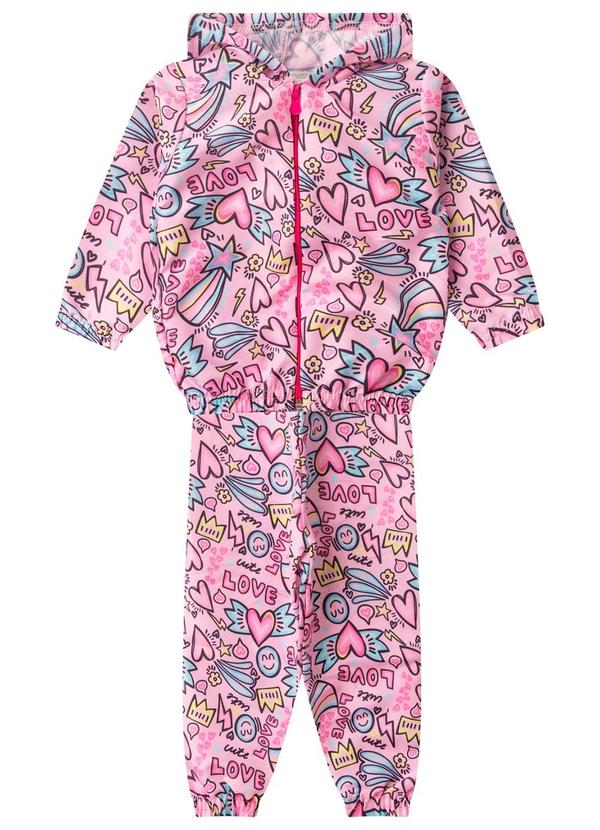 Rovi Kids - Conjunto Corta Vento Menina com Capuz Rosa