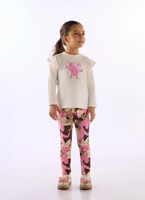 Up Baby - Conjunto Cotton Estampa Babado Branco