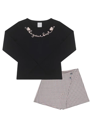 Pulla Bulla - Conjunto Cotton Leve e Jacquard Fio Tinto Preto - PULLA BULLA