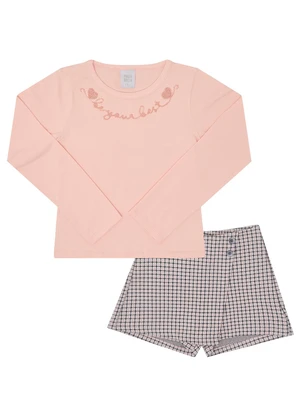 Pulla Bulla - Conjunto Cotton Leve e Jacquard Fio Tinto Rosa - PULLA BULLA