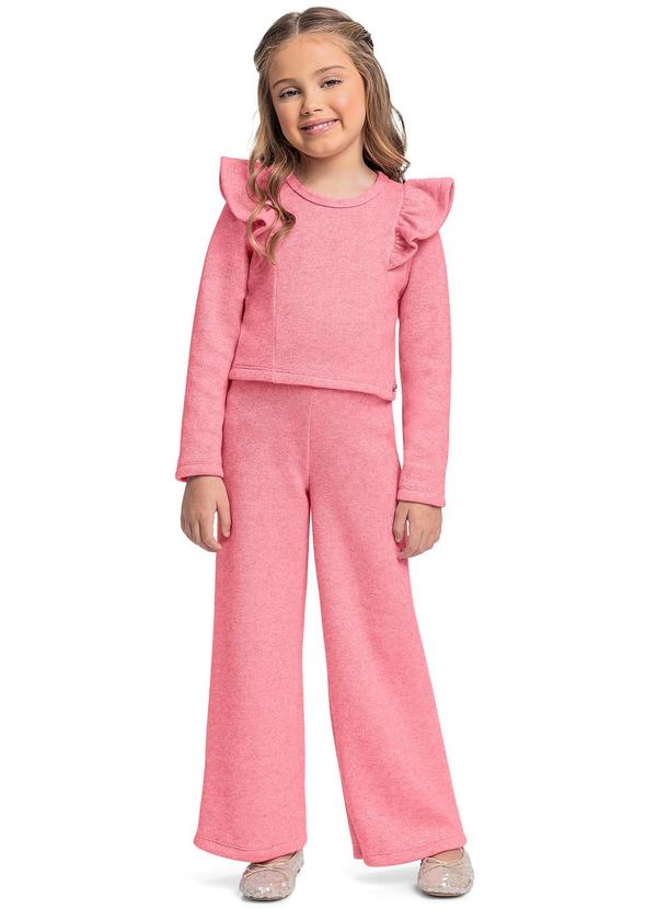 Quimby - Conjunto Cropped e Calça Wide Leg Rosa