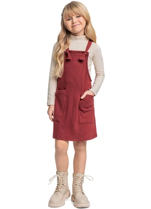 Quimby - Conjunto Cropped e Salopete Marrom - QUIMBY