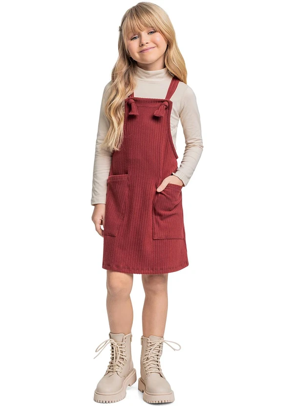 Quimby - Conjunto Cropped e Salopete Marrom