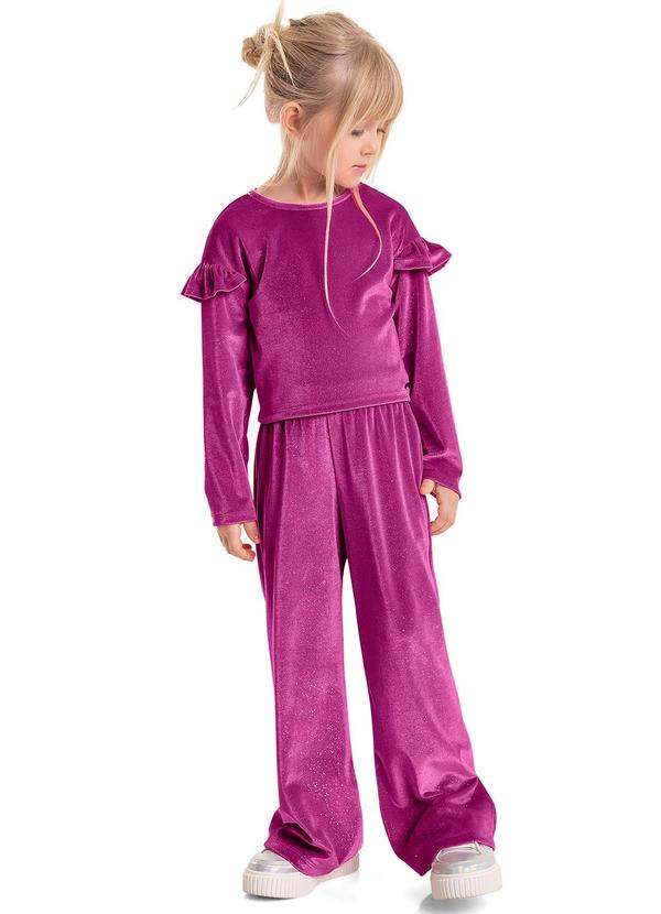 Quimby - Conjunto Cropped e Wide Leg Infantil Roxo