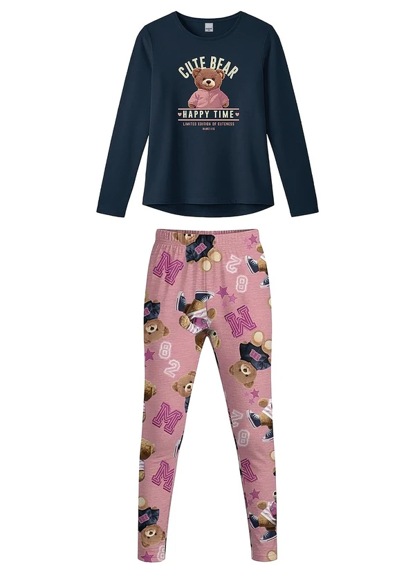 Malwee Kids - Conjunto Cute Bear Azul Marinho