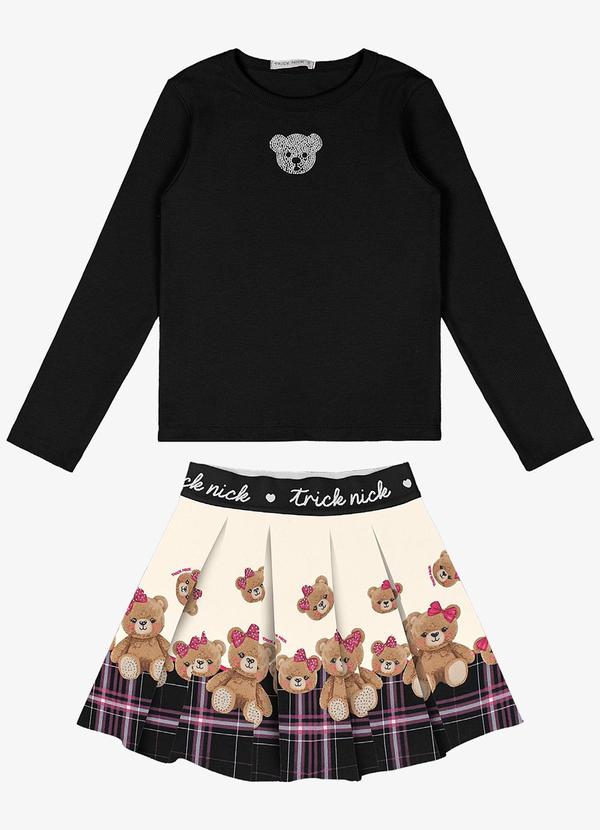 Trick Nick - Conjunto de Blusa com Saia Preto