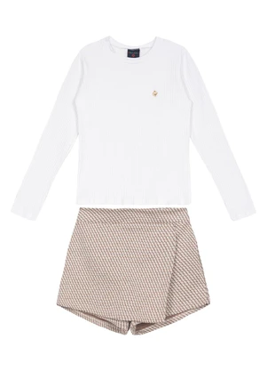 Guloseima - Conjunto de Blusa e Short-Saia Branco - GULOSEIMA