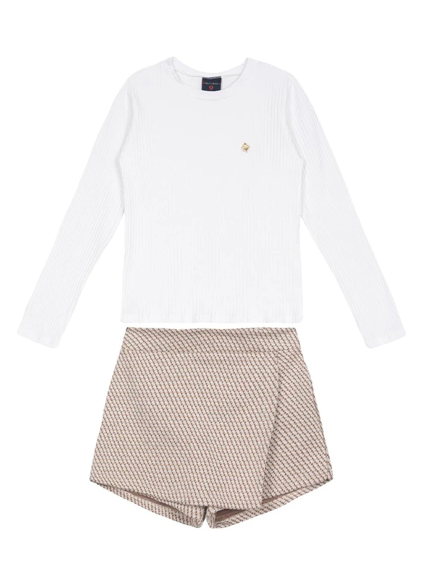 Guloseima - Conjunto de Blusa e Short-Saia Branco