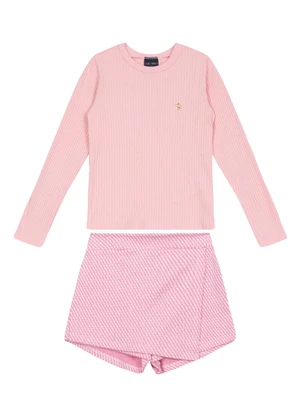 Guloseima - Conjunto de Blusa e Short-Saia Rosa - GULOSEIMA