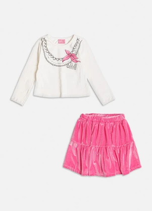 Momi - Conjunto de Cotelê Pink Branco - MOMI