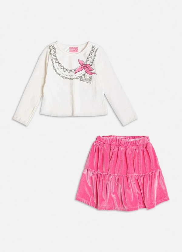 Momi - Conjunto de Cotelê Pink Branco 2
