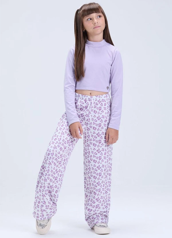 Vida Costeira - Conjunto de Cropped e Calça Oncinha Lilás 1
