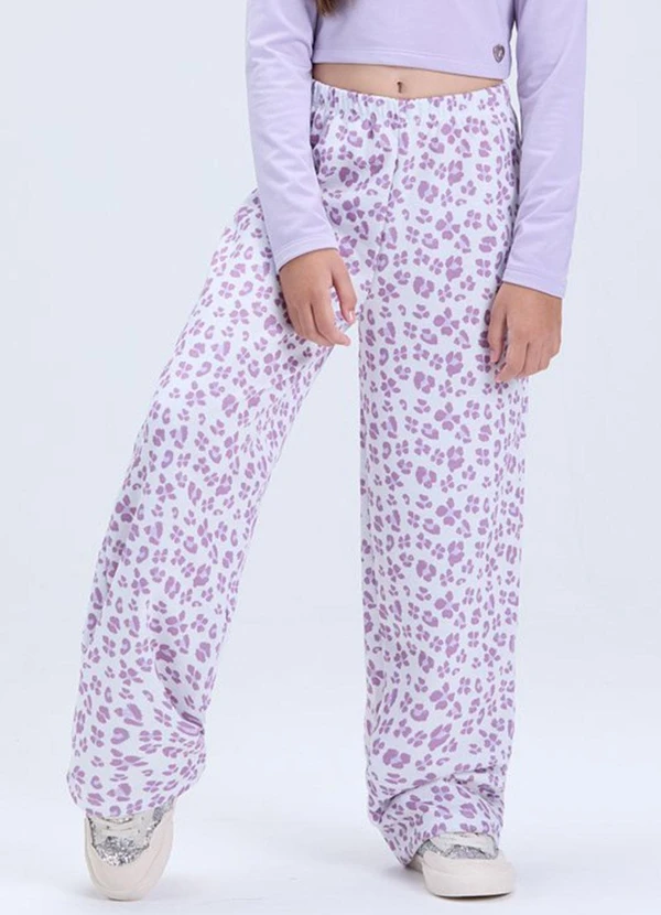 Vida Costeira - Conjunto de Cropped e Calça Oncinha Lilás 3