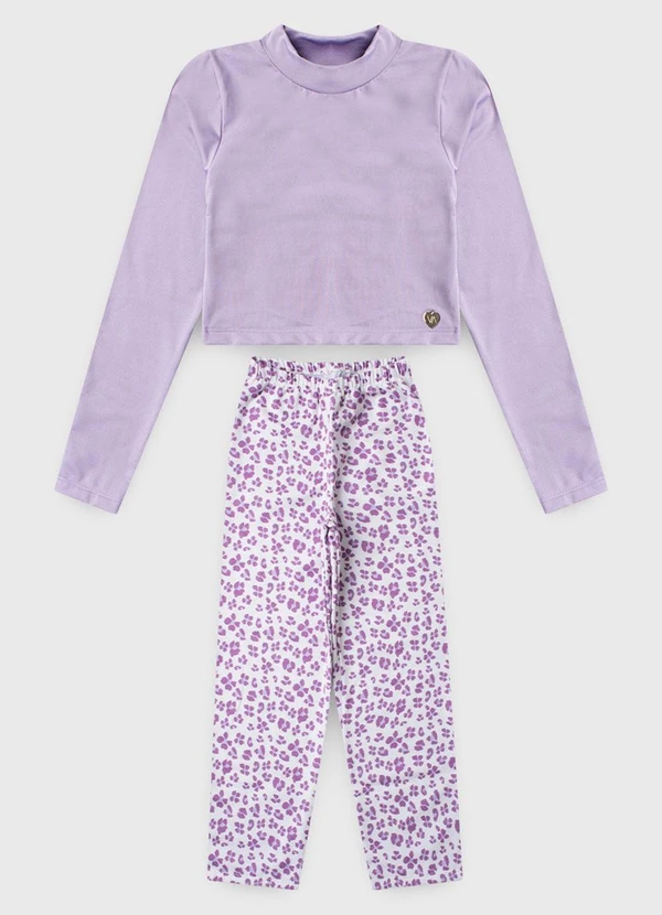 Vida Costeira - Conjunto de Cropped e Calça Oncinha Lilás 4