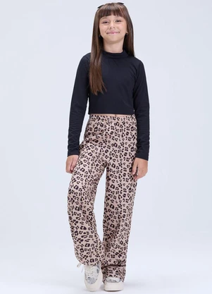 Vida Costeira - Conjunto de Cropped e Calça Oncinha Preto - VIDA COSTEIRA