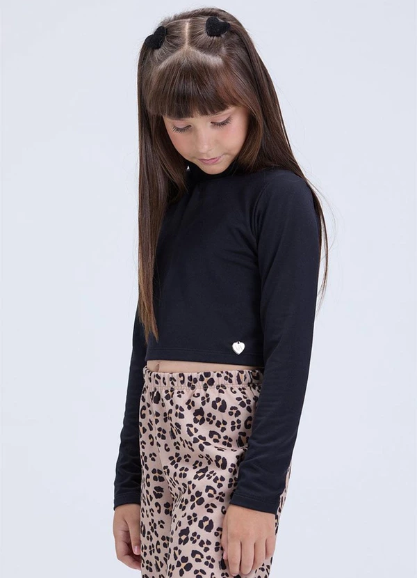 Vida Costeira - Conjunto de Cropped e Calça Oncinha Preto 2