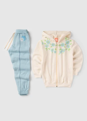 Rosa Azul - Conjunto de Inverno Flores Off White - ROSA AZUL