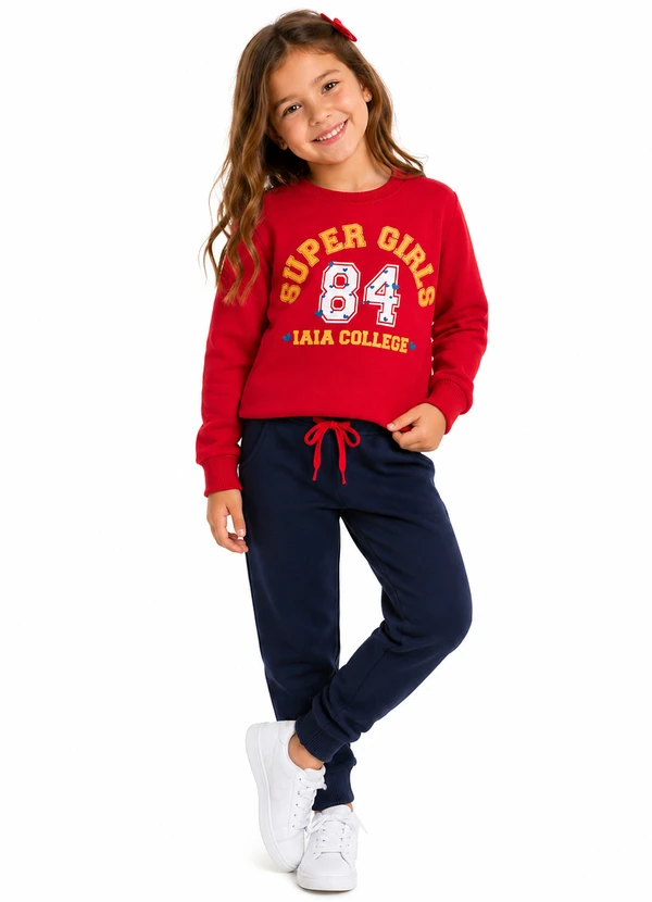 Rosa Azul - Conjunto de Inverno Super Girls Vermelho