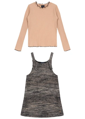 Guloseima - Conjunto de Jardineira e Blusa Preto - GULOSEIMA