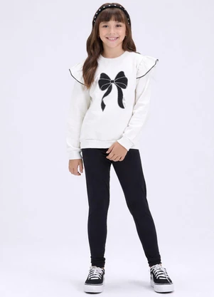 Vida Costeira - Conjunto de Moletom Babado e Laço Off White - VIDA COSTEIRA