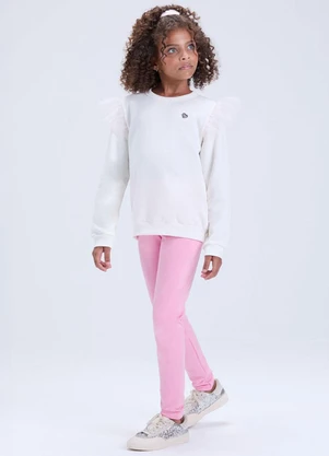 Vida Costeira - Conjunto de Moletom com Babado em Tule Off White - VIDA COSTEIRA