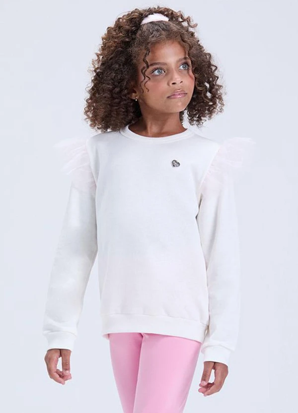 Vida Costeira - Conjunto de Moletom com Babado em Tule Off White 2