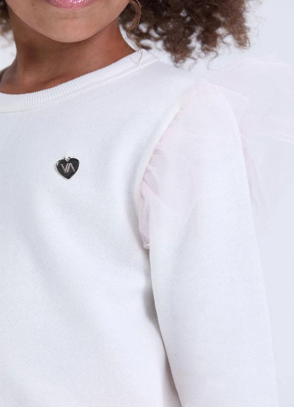 Vida Costeira - Conjunto de Moletom com Babado em Tule Off White 4