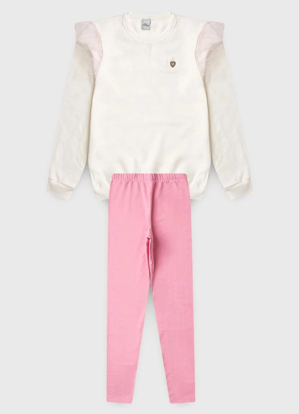 Vida Costeira - Conjunto de Moletom com Babado em Tule Off White 5