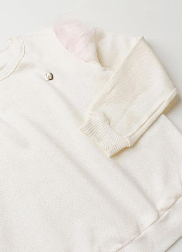 Vida Costeira - Conjunto de Moletom com Babado em Tule Off White 6