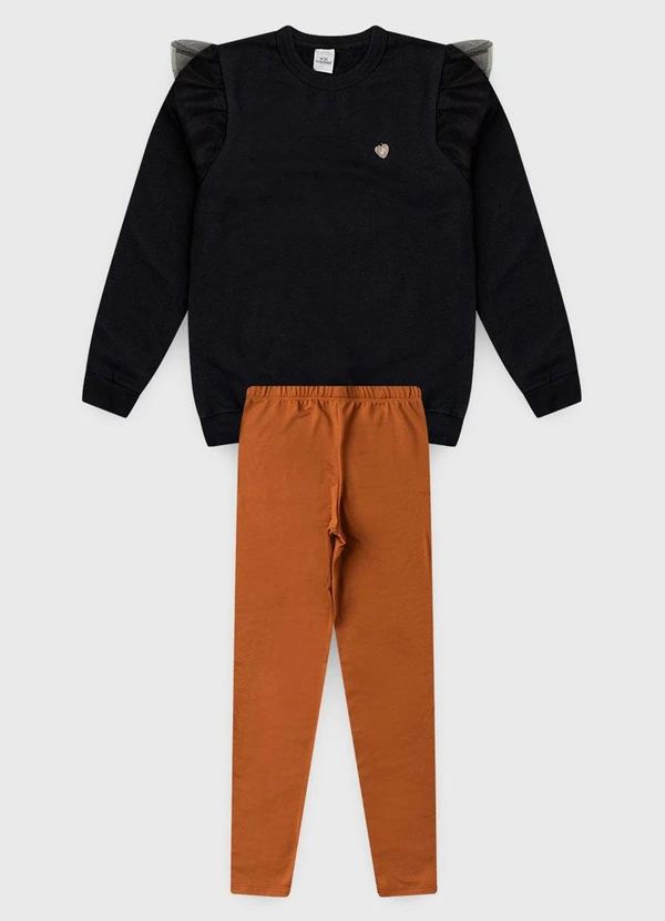 Vida Costeira - Conjunto de Moletom com Babado em Tule Preto 5