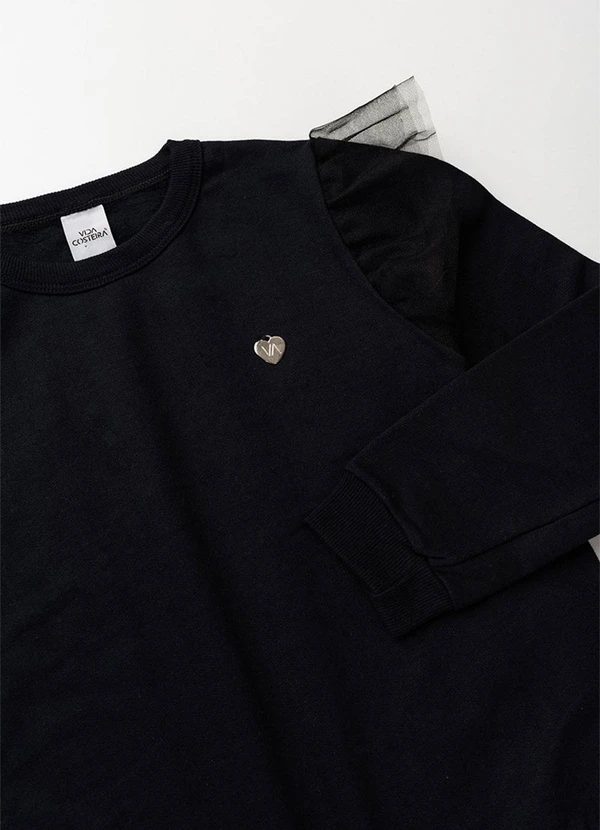 Vida Costeira - Conjunto de Moletom com Babado em Tule Preto 6