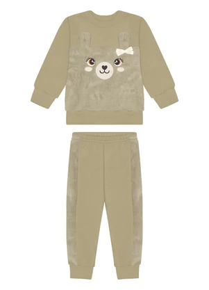 Alakazoo - Conjunto de Moletom com Bordado e Recortes Bege - ALAKAZOO