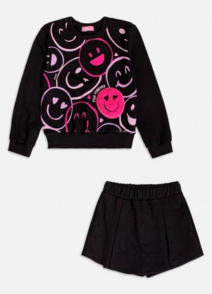 Momi - Conjunto de Moletom com Patch Preto - MOMI