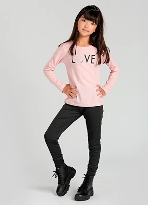 Vida Costeira - Conjunto de Moletom Estampa Love Glitter Rosa - VIDA COSTEIRA