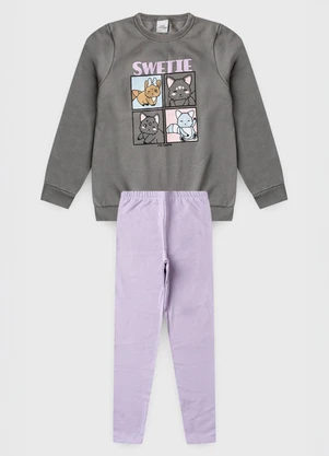 Vida Costeira - Conjunto de Moletom Gatinho Swetie Chumbo - VIDA COSTEIRA