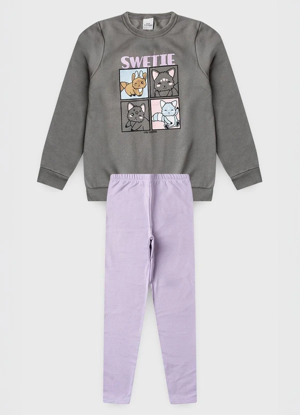 Vida Costeira - Conjunto de Moletom Gatinho Swetie Chumbo 2