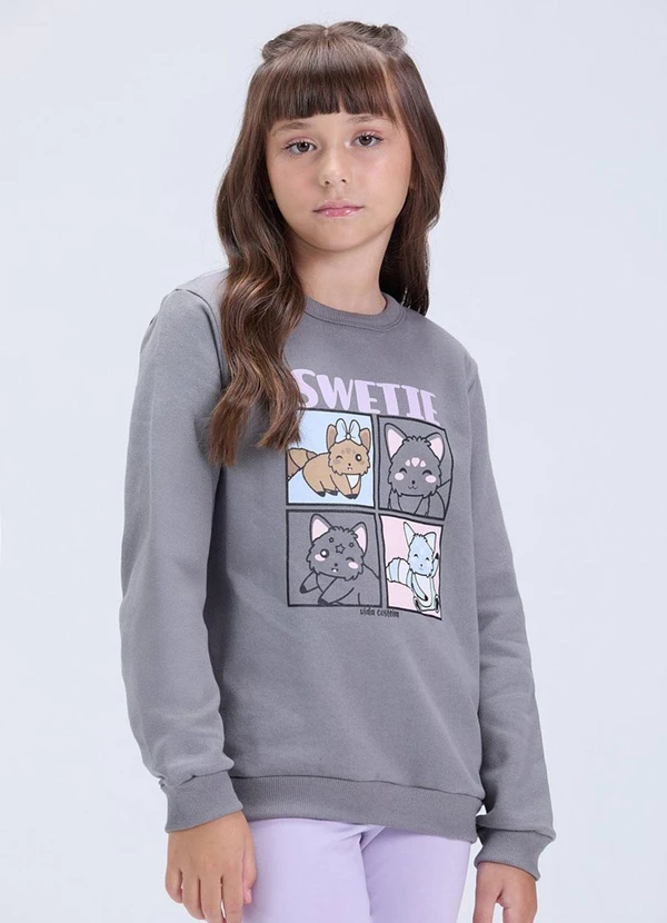 Vida Costeira - Conjunto de Moletom Gatinho Swetie Chumbo 5