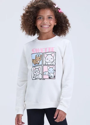 Vida Costeira - Conjunto de Moletom Gatinho Swetie Off White - VIDA COSTEIRA