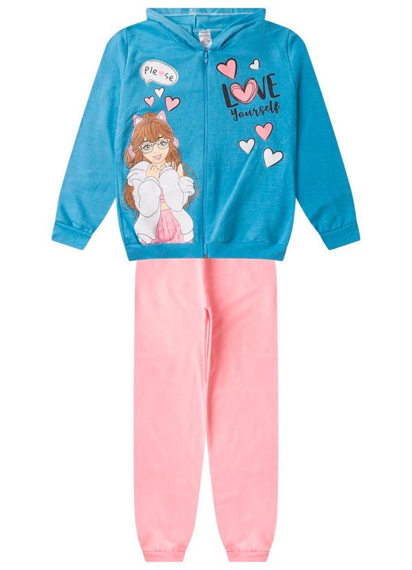 Rovi Kids - Conjunto de Moletom Menina com Capuz Azul