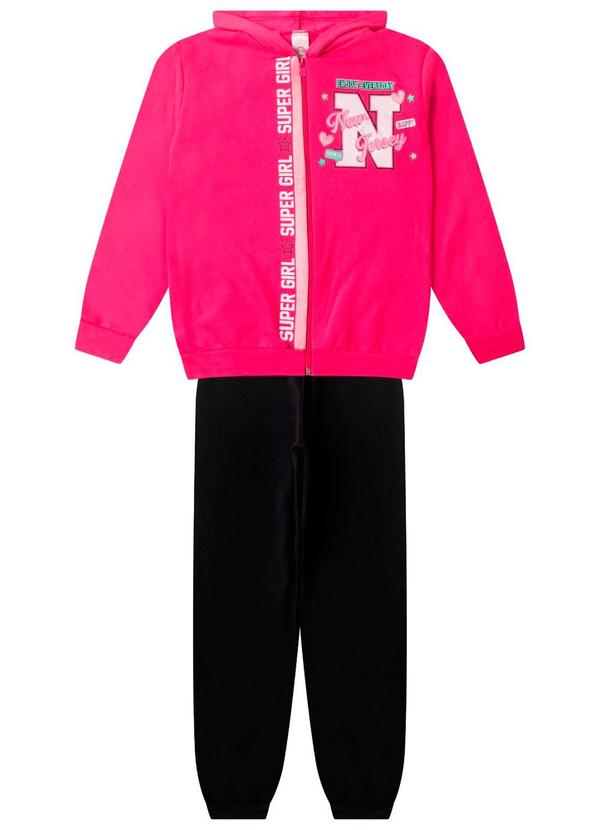 Rovi Kids - Conjunto de Moletom Menina com Capuz Rosa
