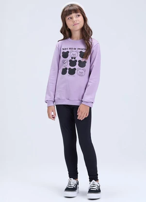 Vida Costeira - Conjunto de Moletom Ursinhos e Legging Lilás - VIDA COSTEIRA