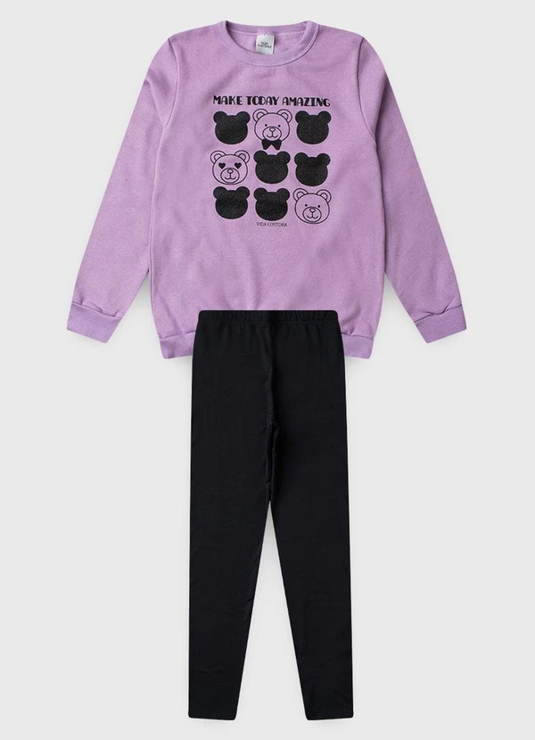 Vida Costeira - Conjunto de Moletom Ursinhos e Legging Lilás 5