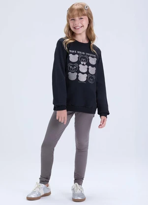 Vida Costeira - Conjunto de Moletom Ursinhos e Legging Preto - VIDA COSTEIRA