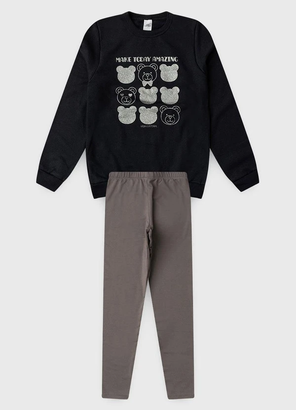 Vida Costeira - Conjunto de Moletom Ursinhos e Legging Preto 4